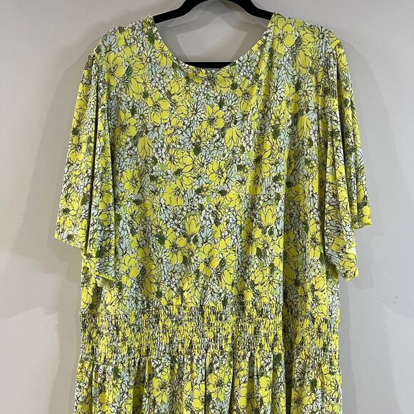 ModCloth Yellow Floral Smocked Midi Dress size 4X - Picture 4 of 6